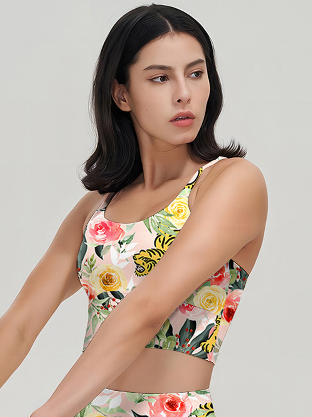 Animal tiger rose flower tank tops