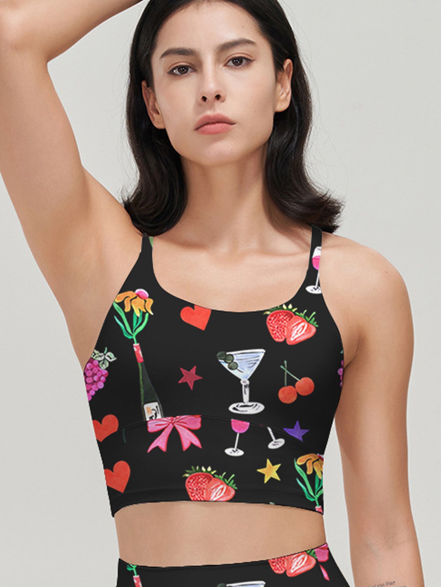 Cartoon hand drawn wine glass heart shape tank tops
