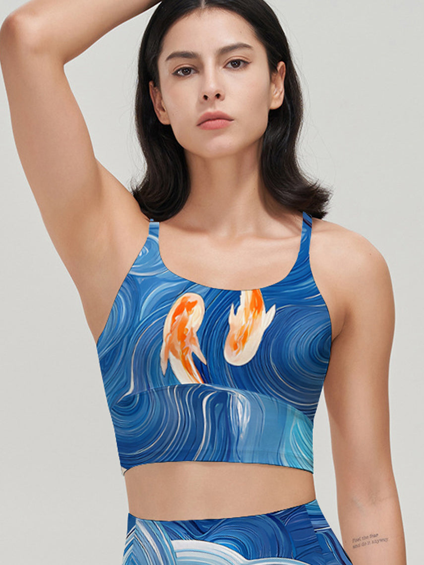 Animal blue swirl water ripple goldfish tank tops