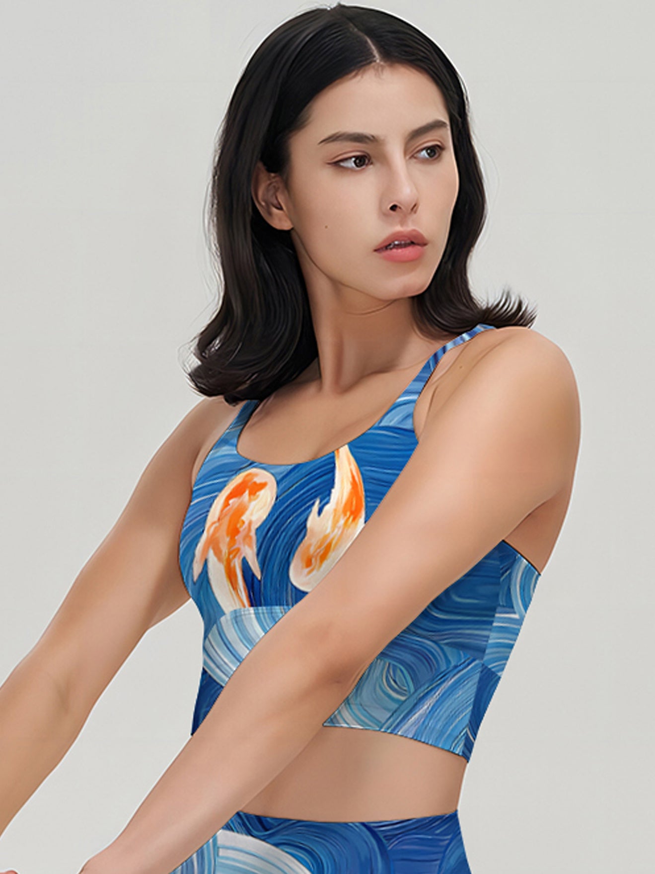 Animal blue swirl water ripple goldfish tank tops