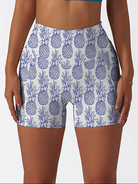 Fruit hand drawn sketches pineapple white shorts