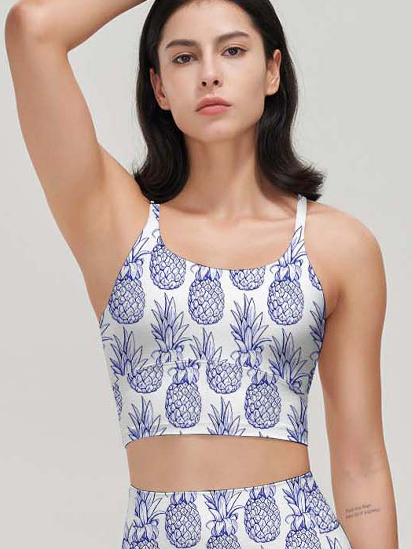 Fruit hand drawn sketches pineapple white tank tops