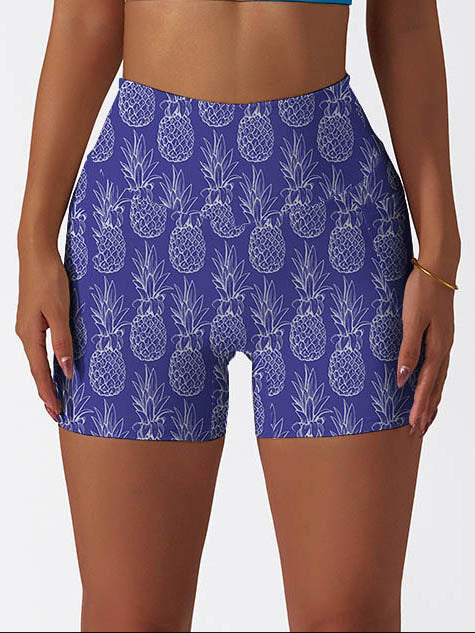 Fruit hand drawn sketches pineapple purple shorts