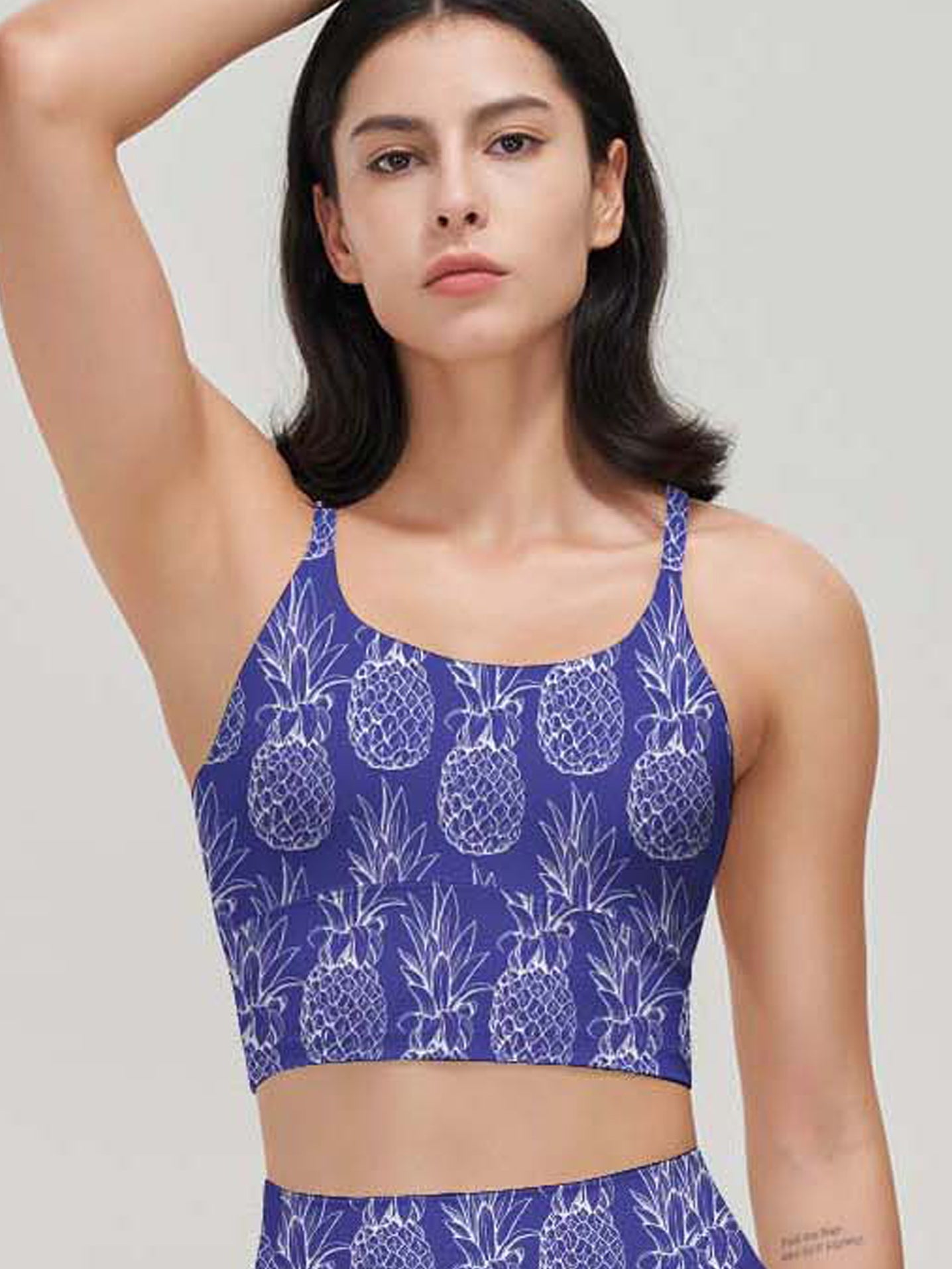 Fruit hand drawn sketches pineapple purple tank tops