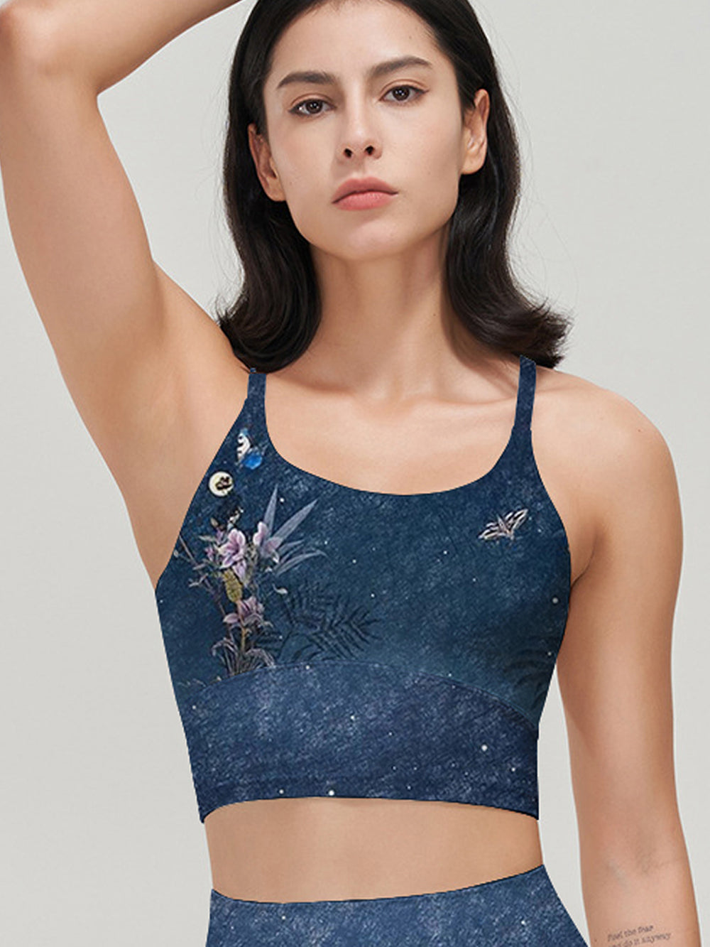 Botanical night sky flowers birds tank tops