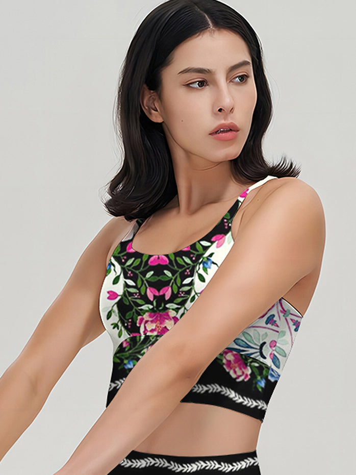 Flower ethnic peony lace tank tops