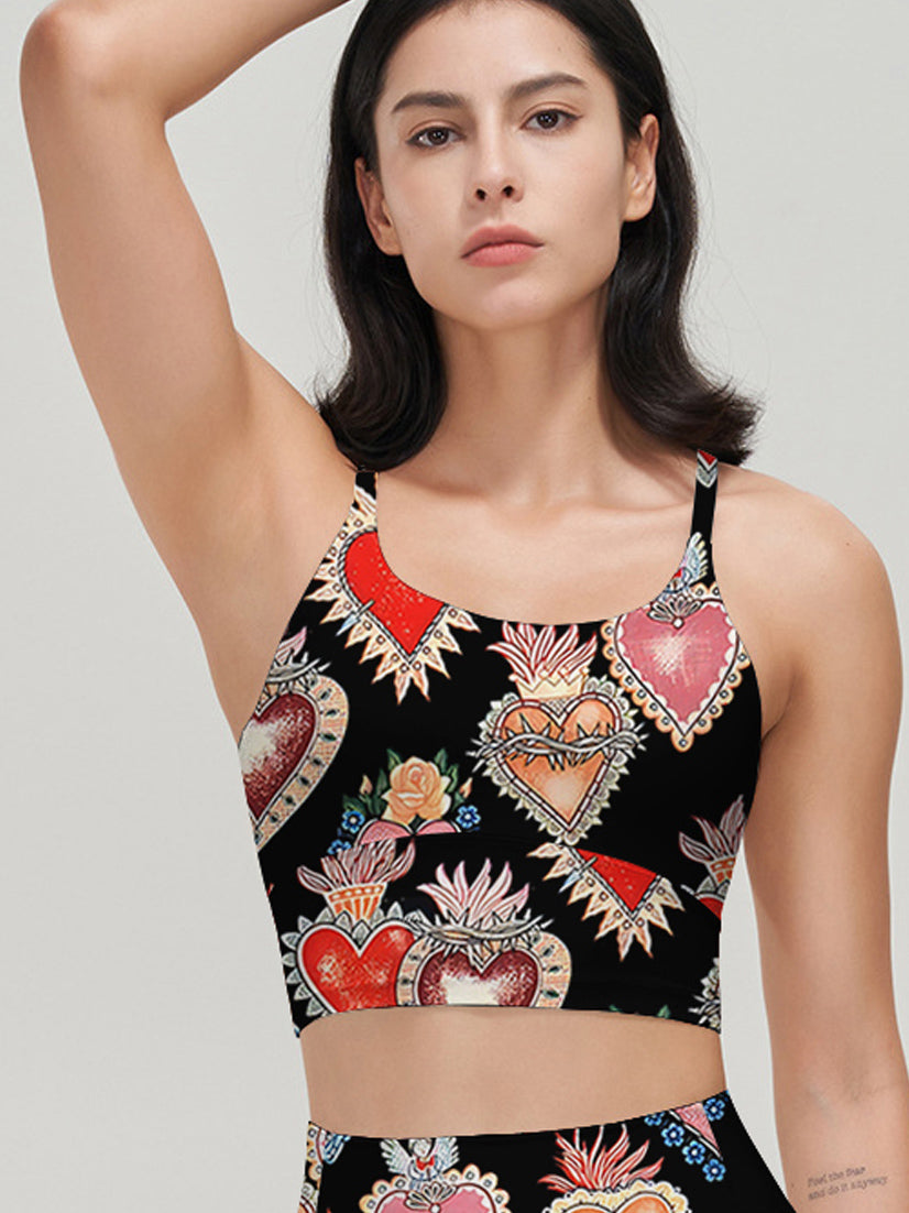 Multicolor love gemstones black tank tops