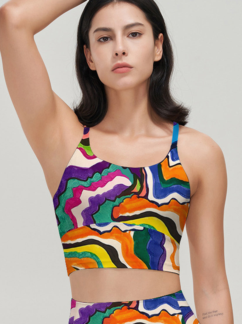 Tie dye still life with psychedelic colored water ripple tank tops