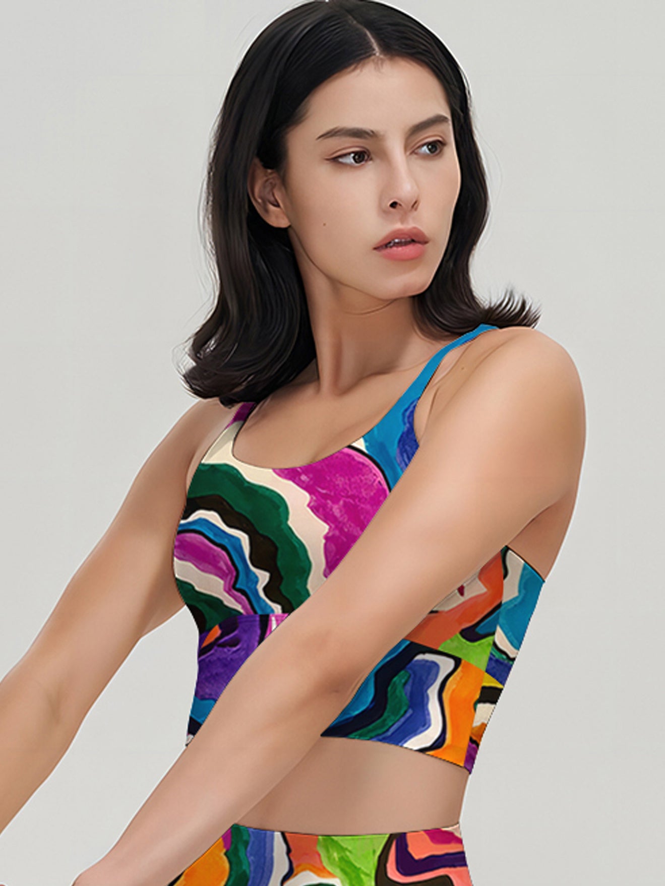 Tie dye still life with psychedelic colored water ripple tank tops