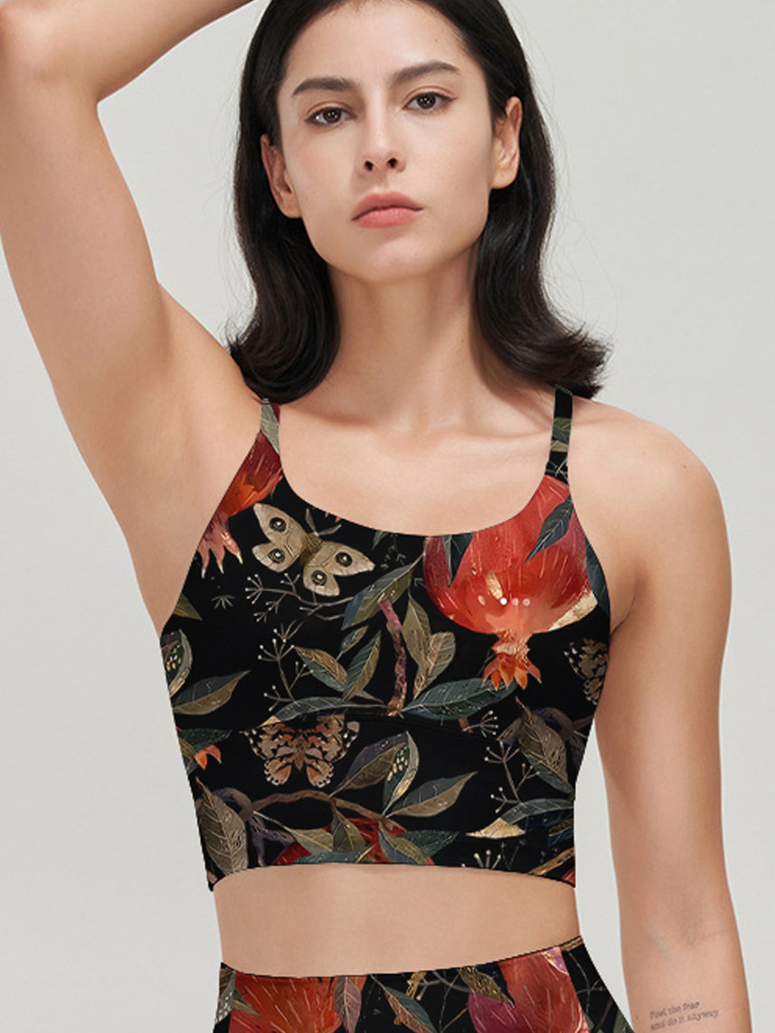 Fruit pomegegranate watercolor butterfly tank tops