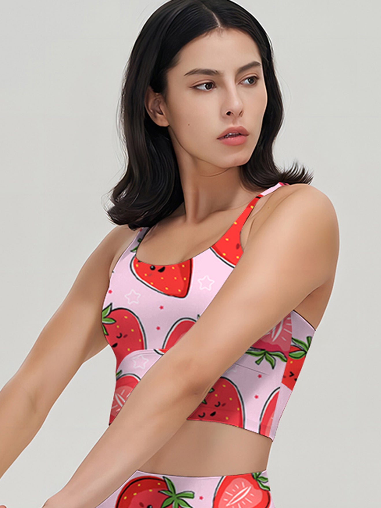 Fruit kawaii strawberry characters pink tank tops