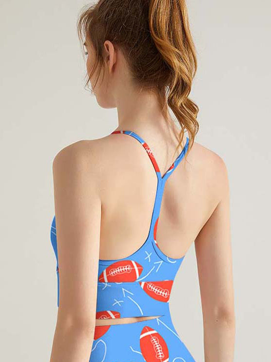 Cartoon red rugby pattern print tank tops