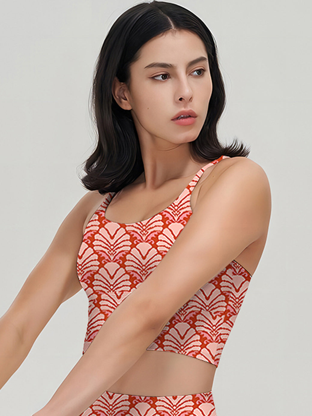 Art coral and pink fabric seamless tank tops