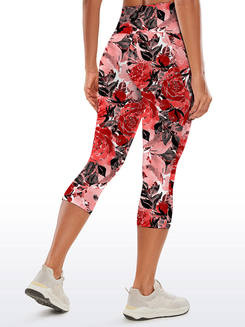 Flower red watercolor peony capris