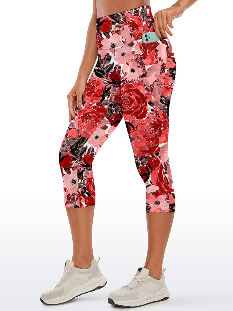 Flower red watercolor peony capris