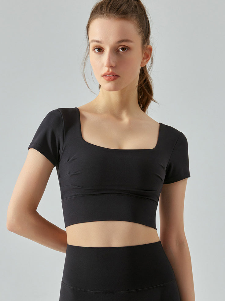 Basic removable chest pad back hollow short sleeves