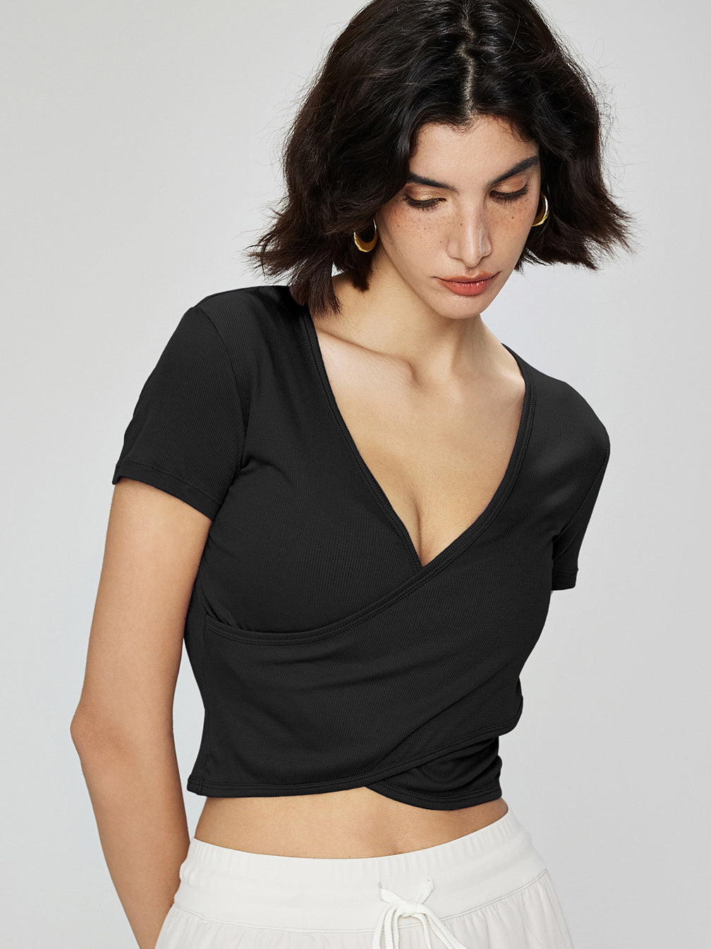 Basic modal ribbed nude yoga short sleeve
