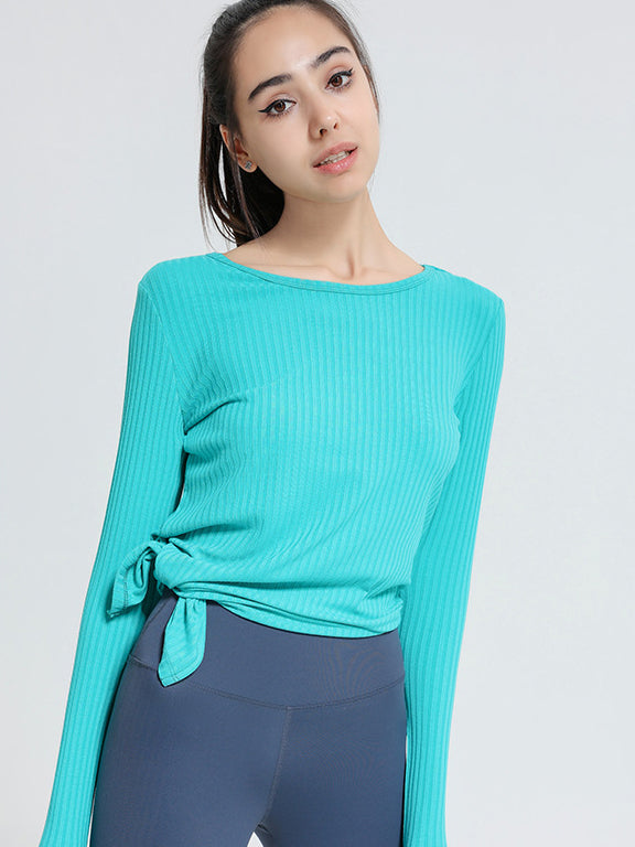 Basic ribbed tight irregular slit long sleeves