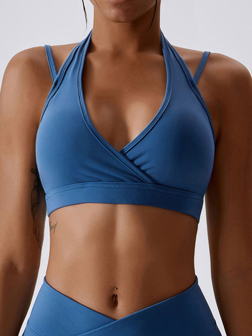 Basic halter neck cross tank tops