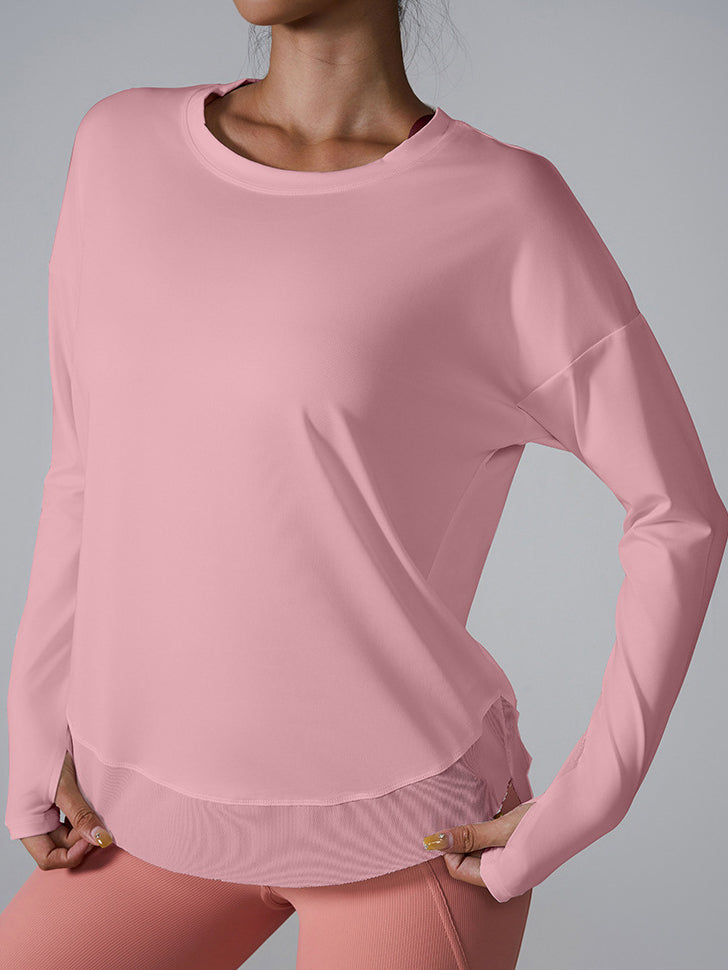 Basic loose breathable fast-dry patchwork long sleeves