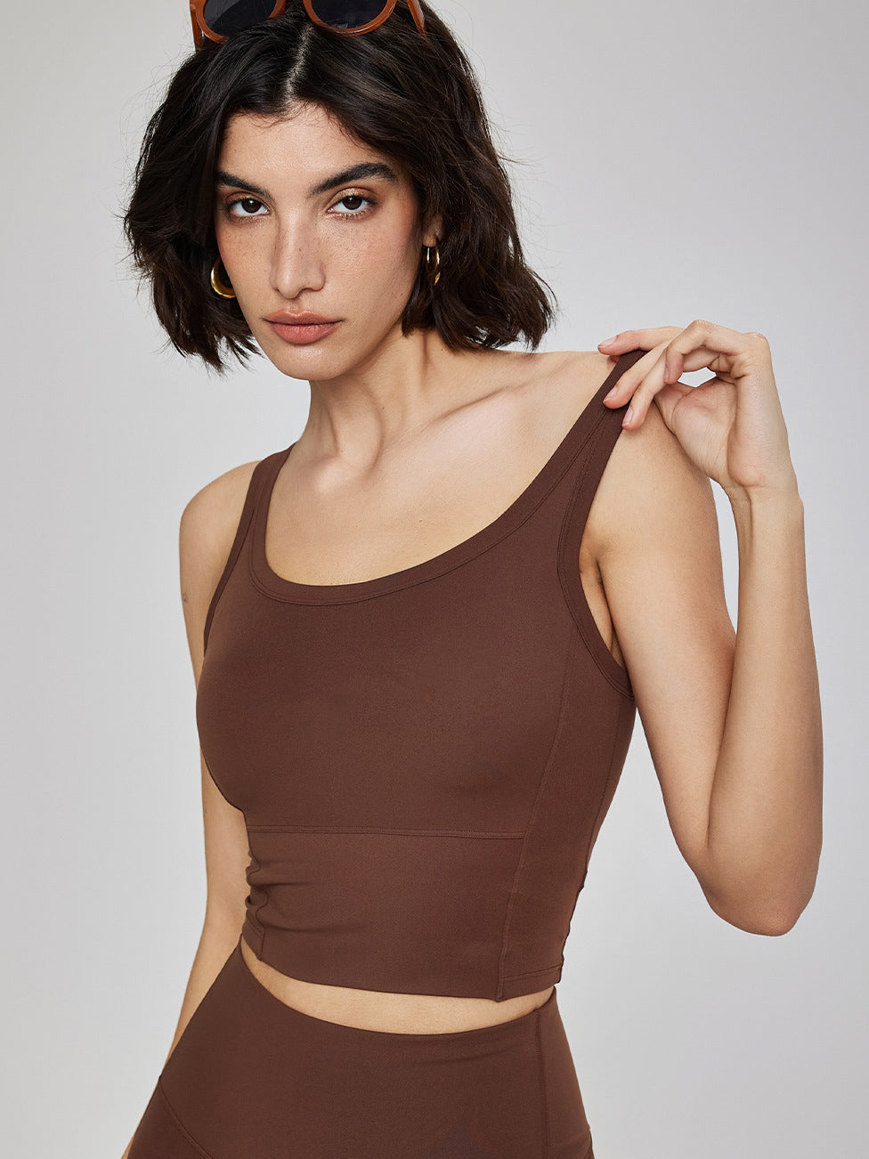 Basic nude fixed hood beautiful back tank tops