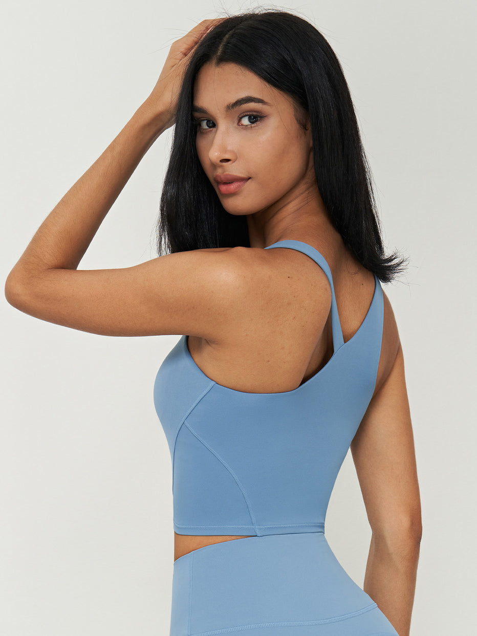 Basic nude Y-shaped back yoga tank tops