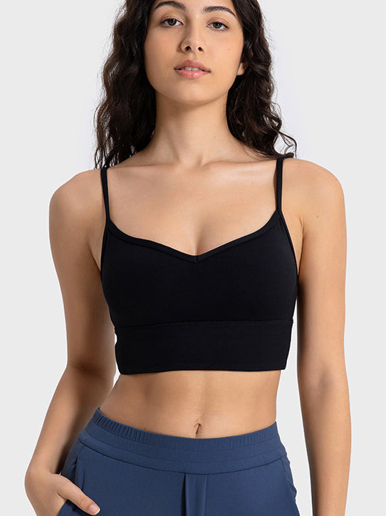Basic strap V-neck medium support yoga sports tank tops