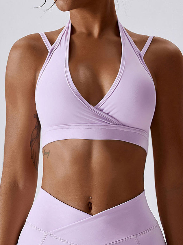 Basic halter neck cross tank tops