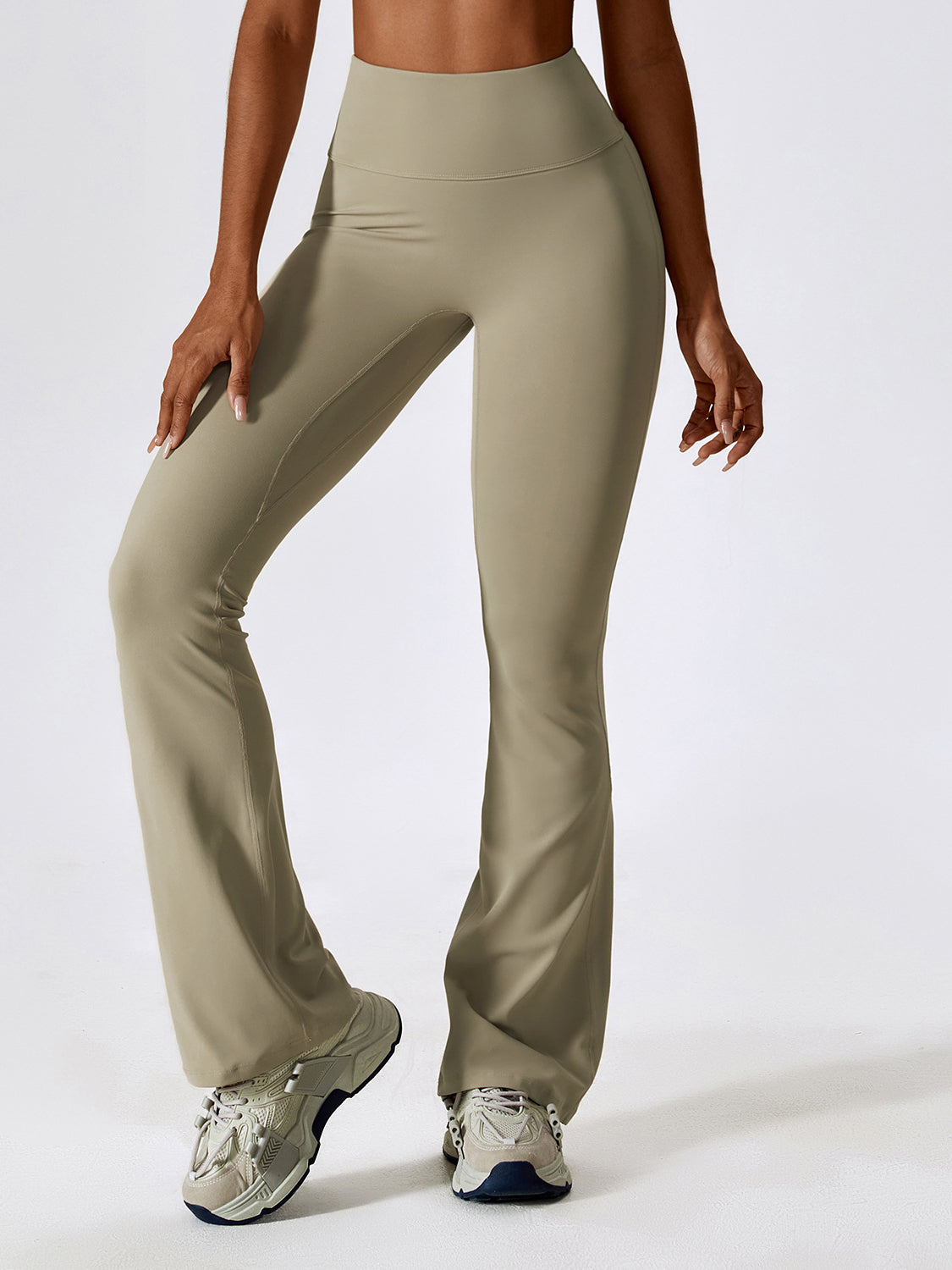 Basic nude butt lifting slim fit yoga flared pants