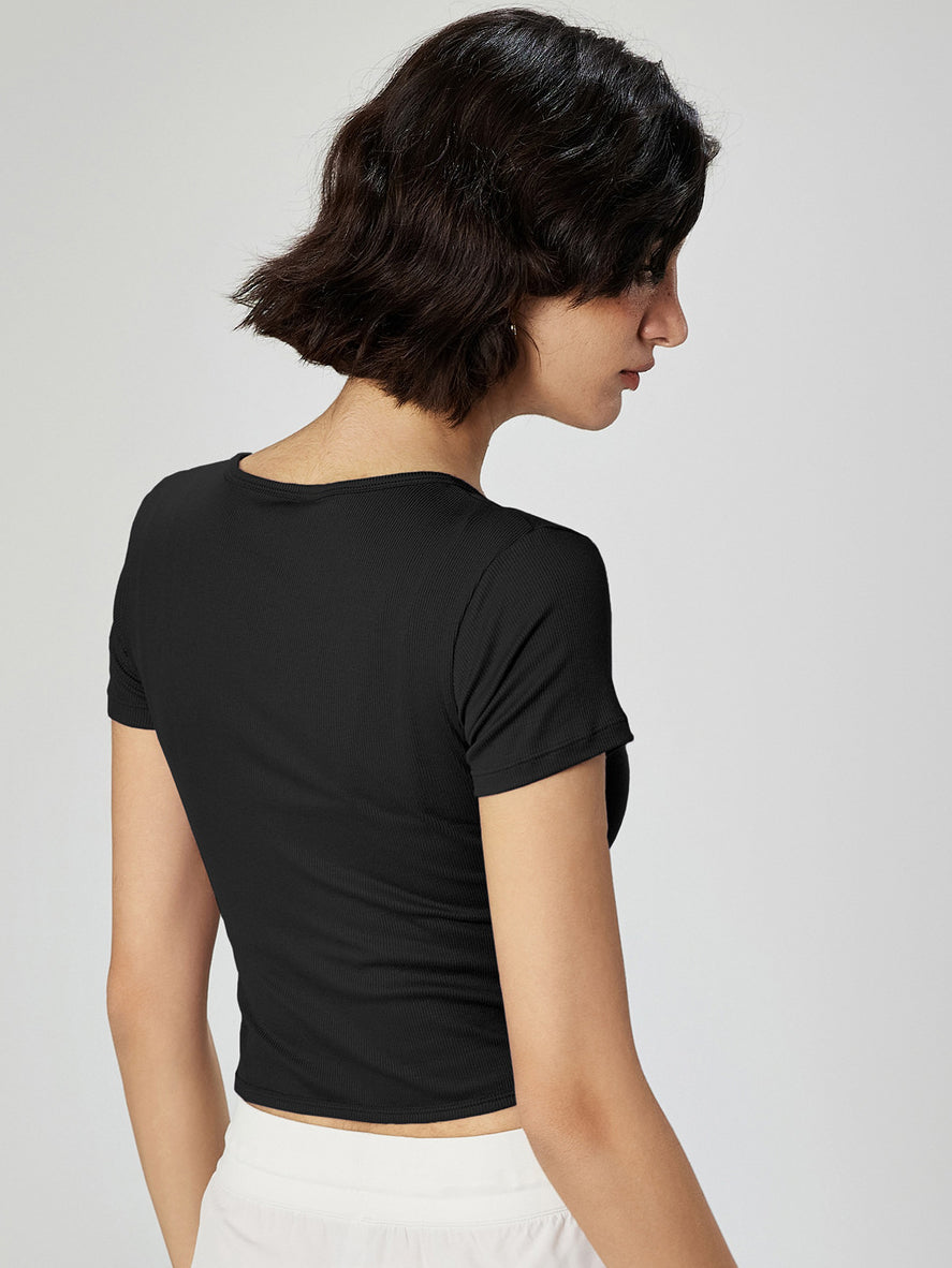 Basic modal ribbed nude yoga short sleeve