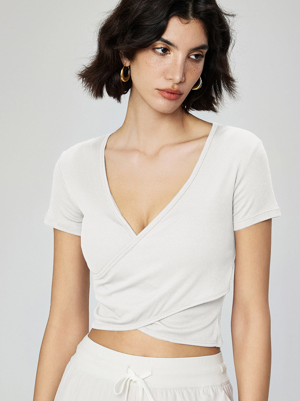 Basic modal ribbed nude yoga short sleeve