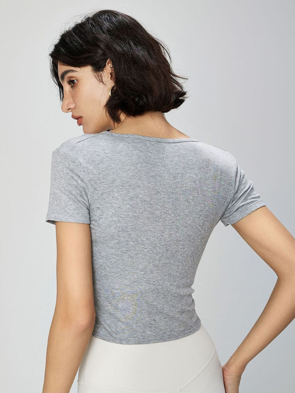 Basic modal ribbed nude yoga short sleeve