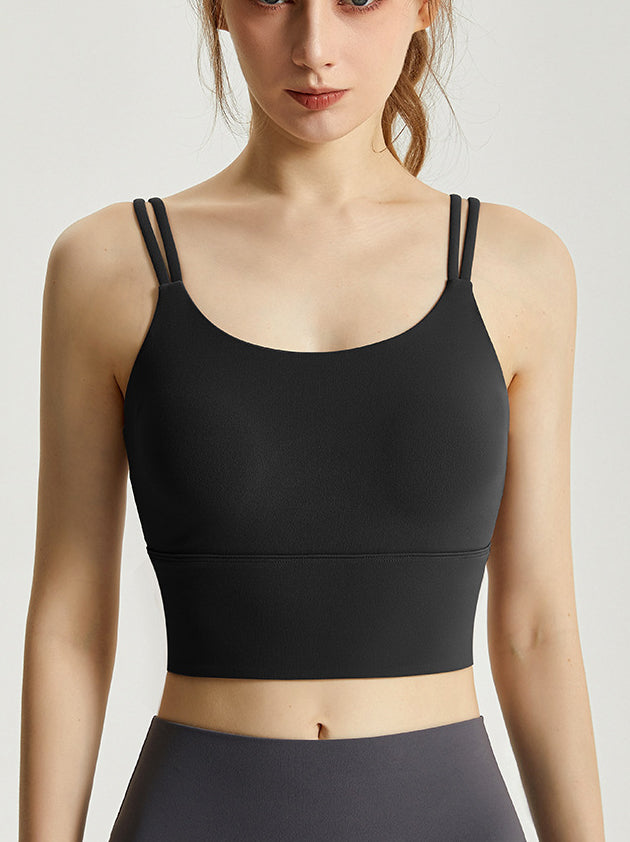 Basic spaghetti strap all-in-one high support sports tank tops