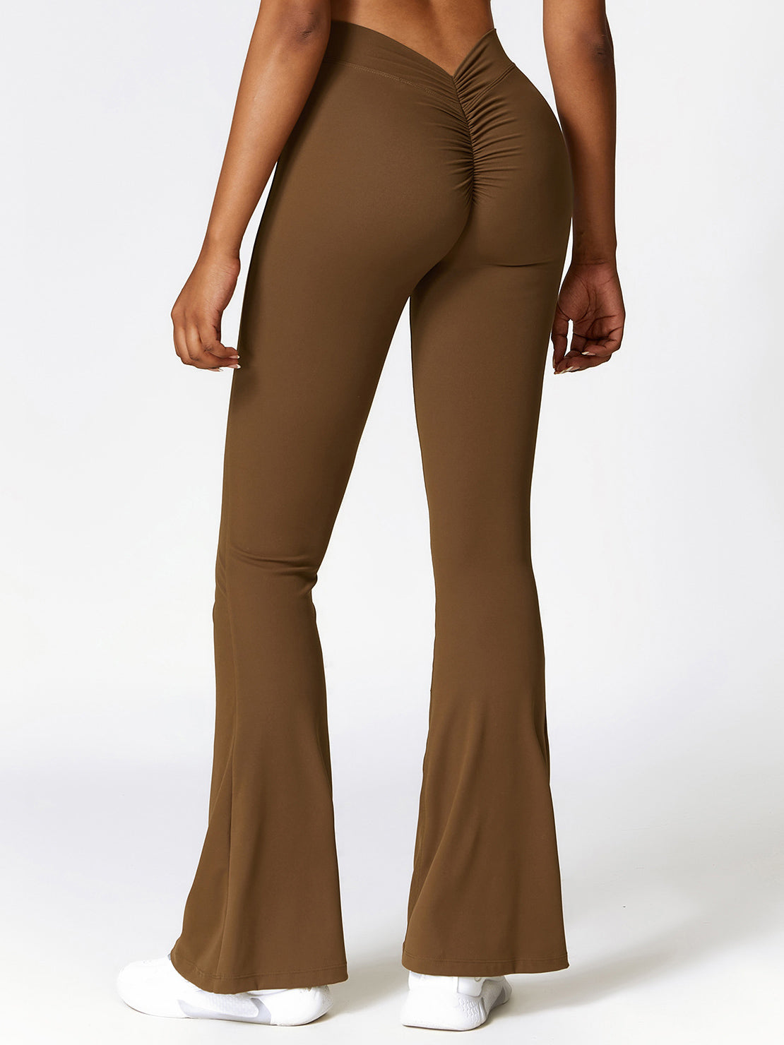 Basic peach hip-lifting yoga flare leggings