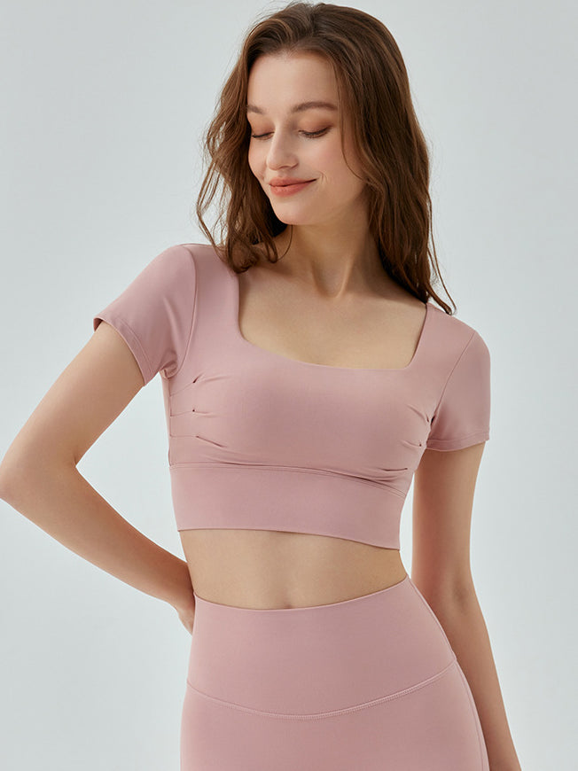 Basic removable chest pad back hollow short sleeves