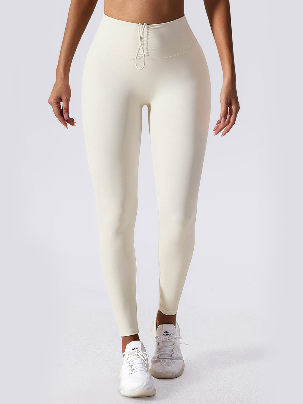 Basic drawstring waist and ruched hip leggings