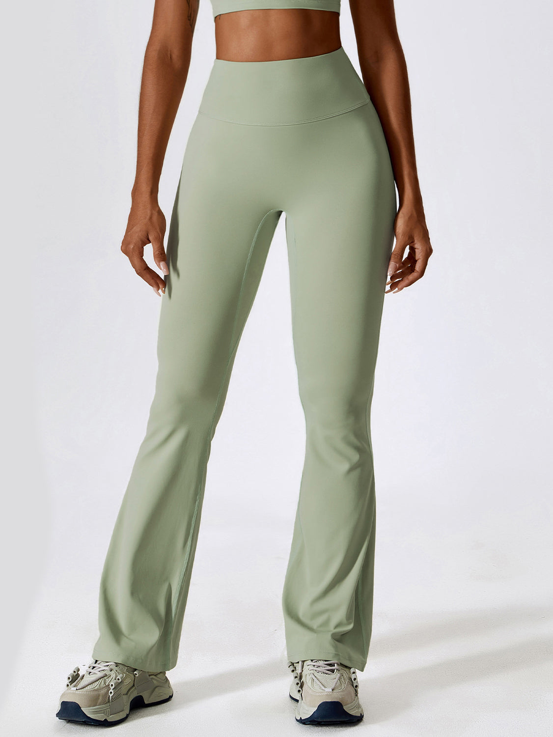 Basic nude butt lifting slim fit yoga flared pants