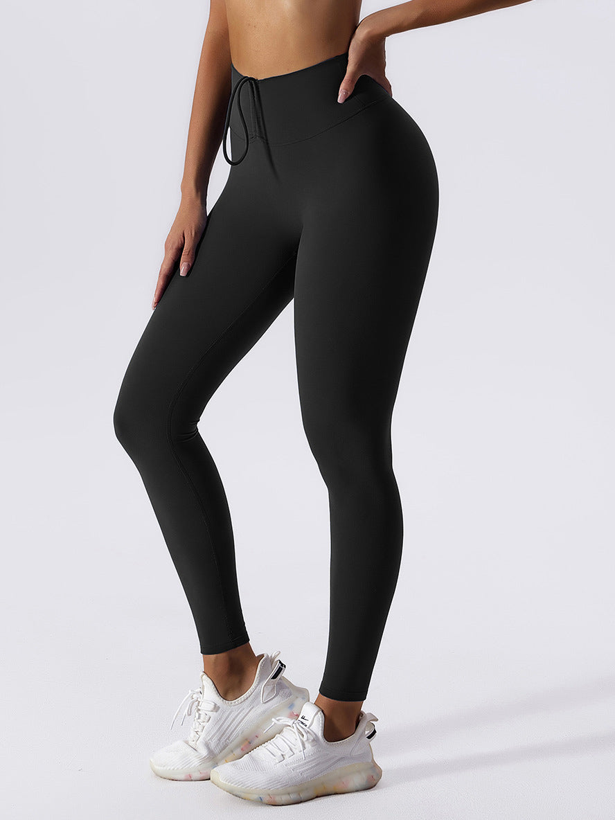 Basic drawstring waist and ruched hip leggings