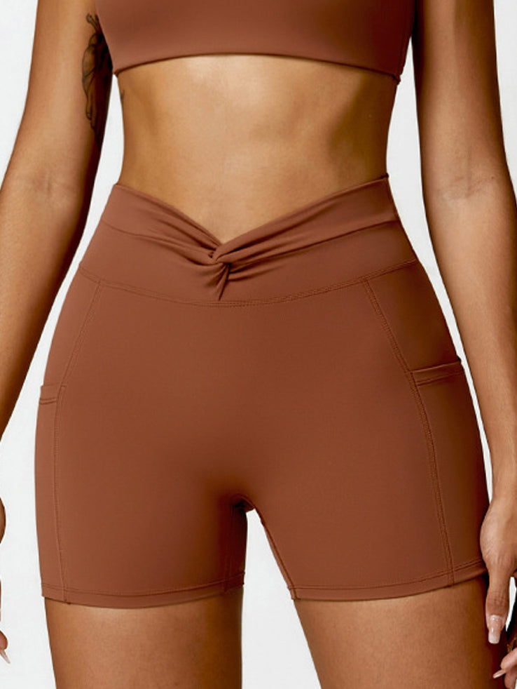 Basic nude fast-dry patchwork shorts