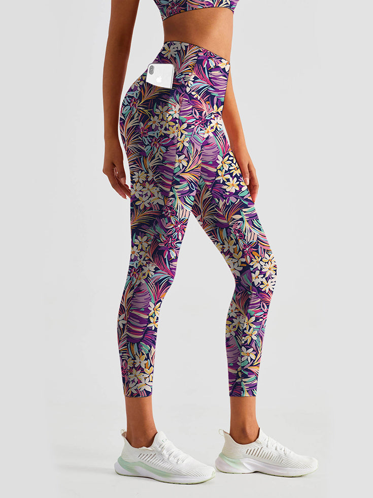 Flower ditsy flower bright plants dark color leggings