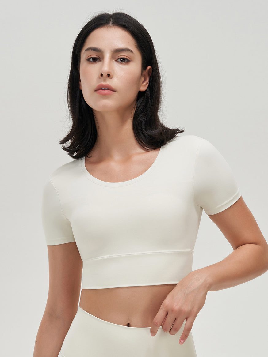 Basic naked round neck fitness yoga short sleeves