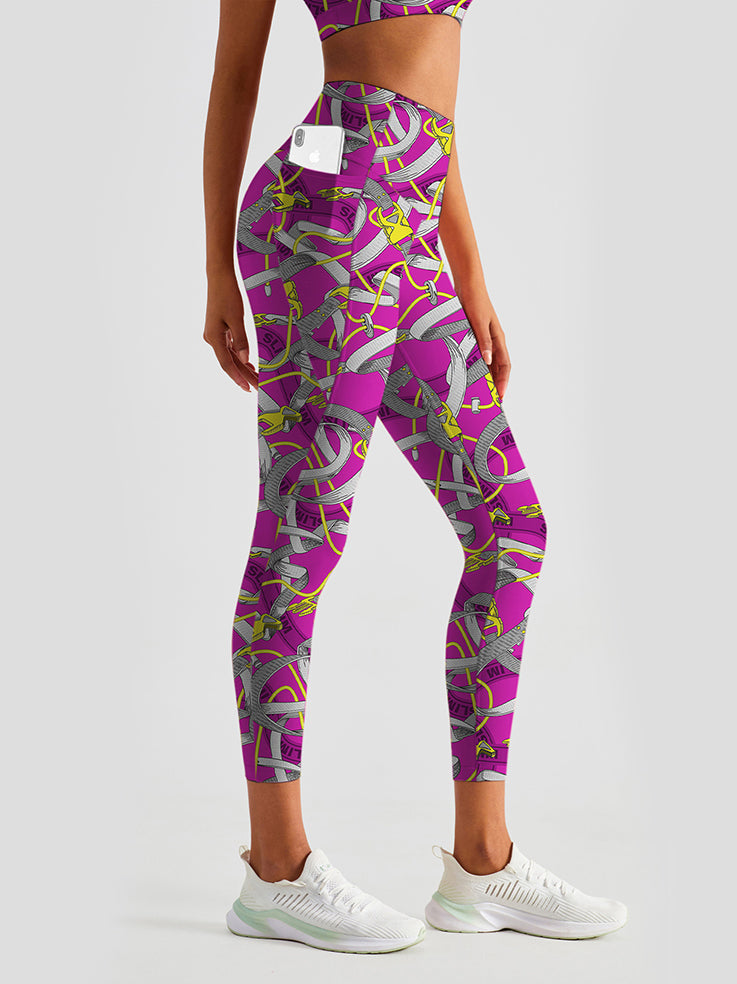 CREAMY™ belt safety rope print breathable waistband leggings