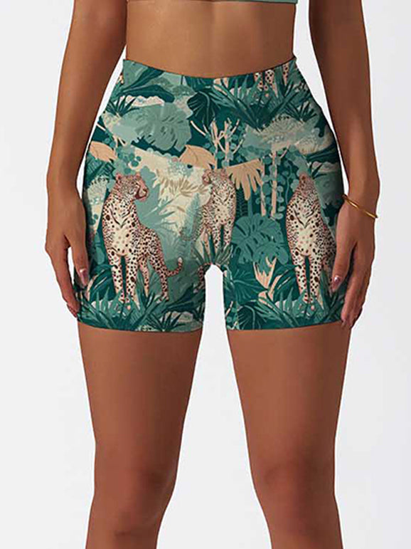 Animals jungle tiger green shorts