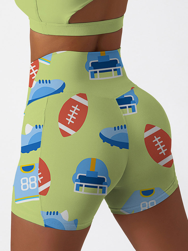 Cartoon rugby jersey printed shorts