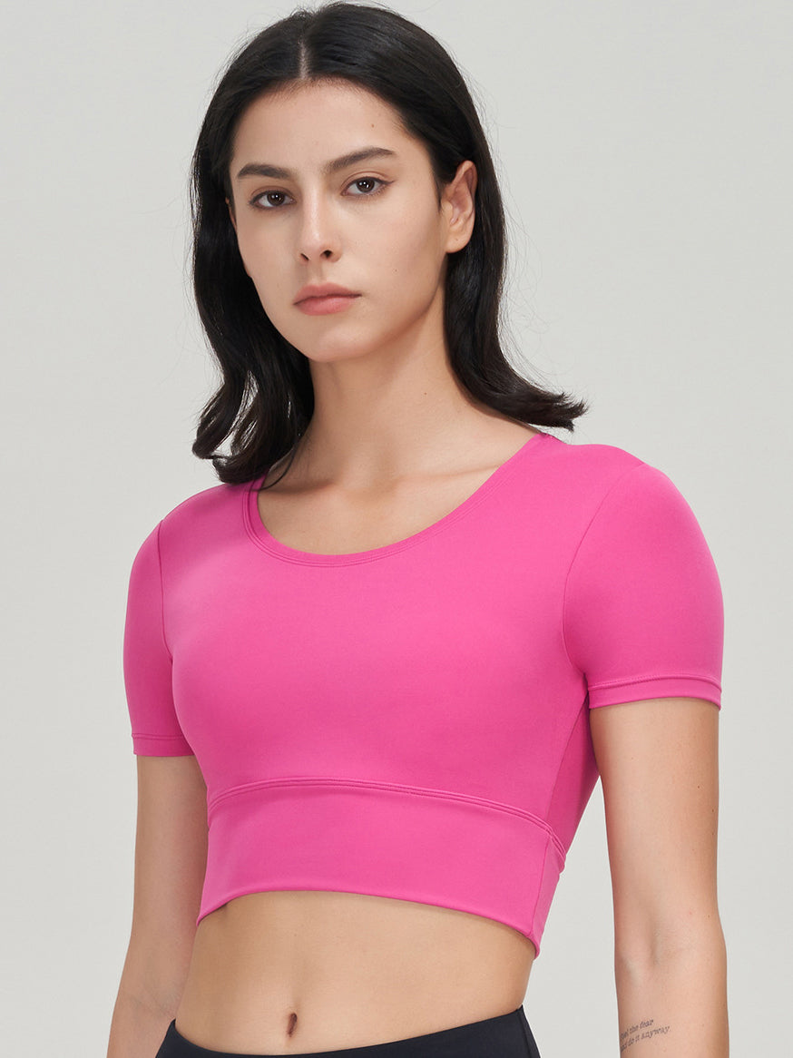 Basic naked round neck fitness yoga short sleeves