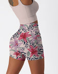 Flower pink tropical hibiscus shorts