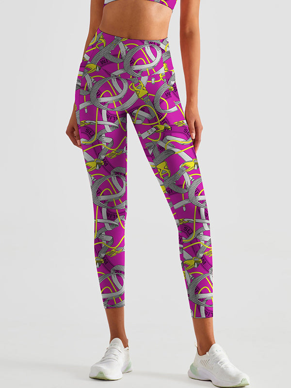 CREAMY™ belt safety rope print breathable waistband leggings