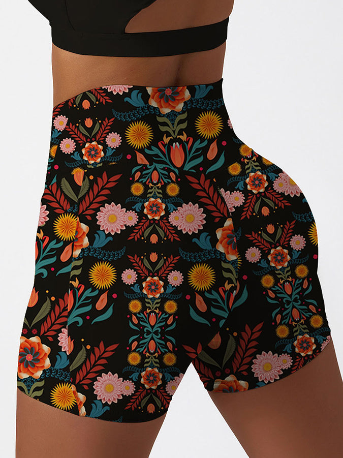 Flower colorful leaves design shorts