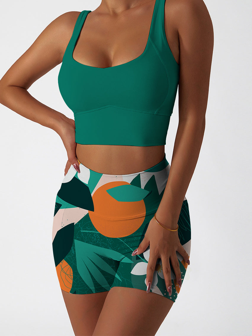 Botanical monstera leaf flower shorts