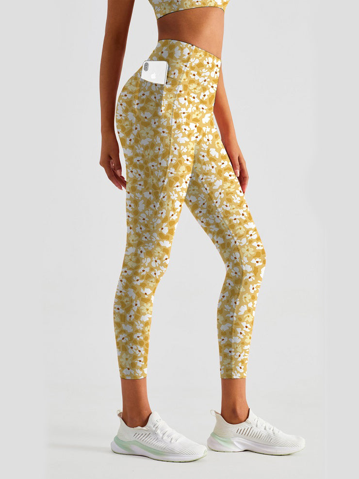 Flower yellow ditsy flower leggings